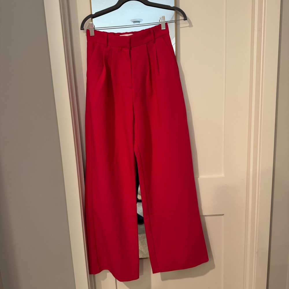 Abercrombie‎ & Fitch Hot Pink Wide Leg Pleated Trousers  Elastic Back Small